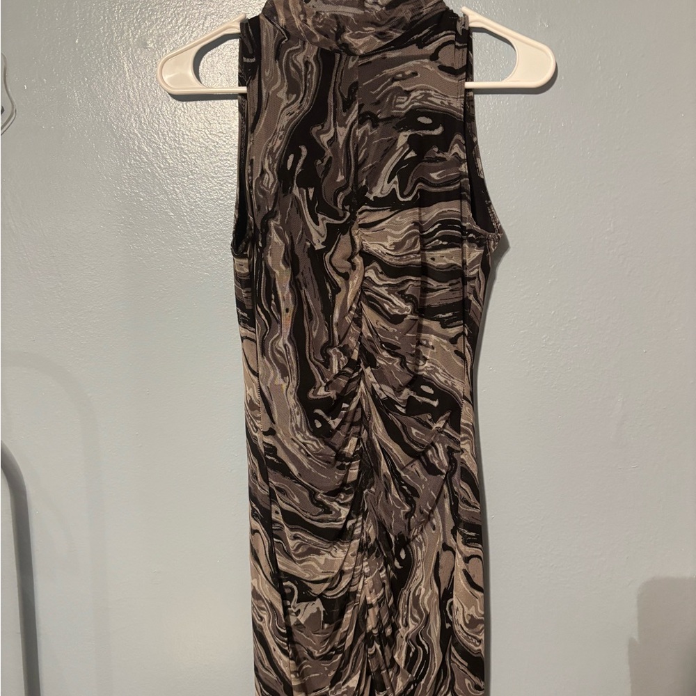 Elegant Marble Print Sleeveless Dress